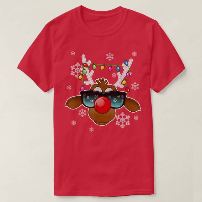 Camiseta Nochebuena de renos alumbra a la familia de gafas  (Diseño del anverso)