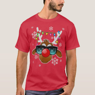 Camiseta Nochebuena de renos alumbra a la familia de gafas 