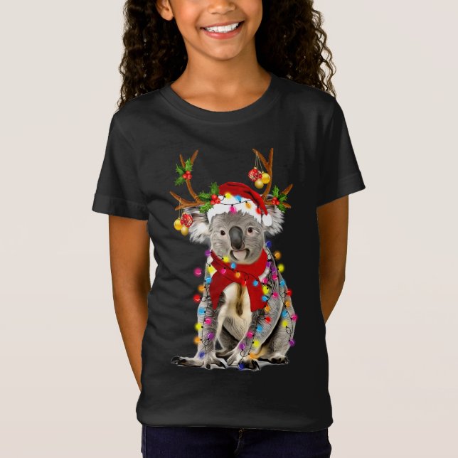 Camiseta Nochebuena de renos de Koala enciende Feliz Navida (Anverso)