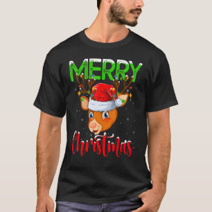 Camiseta Nochebuena de renos enciende Santa Reindeer Feliz 