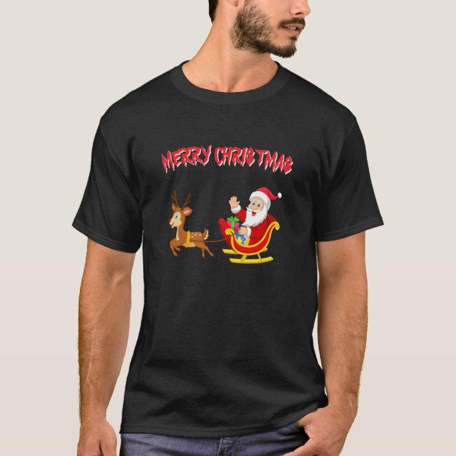 Camiseta Nochebuena de renos y trineo (Anverso)