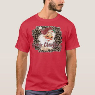 Camiseta Nochebuena de Santa Merry de Leopard Print Vintage