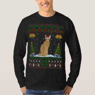Camiseta Nochebuena de serval de Santa Hat iluminando fea N