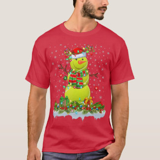 Camiseta Nochebuena de tenis y snowman enciende al tenis Ch