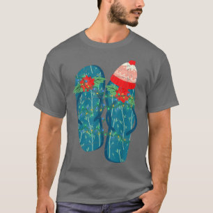 Camiseta Nochebuena de verano hawaiana Flip Flops Mistletoe