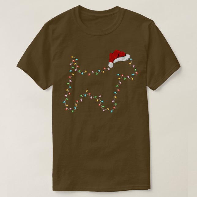 Camiseta Nochebuena divertida de perro occidental iluminand (Diseño del anverso)