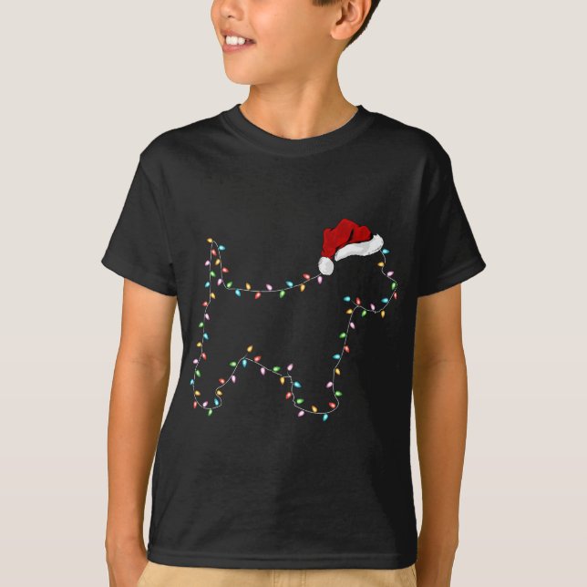 Camiseta Nochebuena divertida de perro occidental iluminand (Anverso)