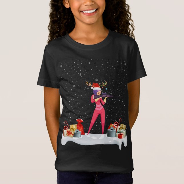 Camiseta Nochebuena divertida encendiendo reno Santa Hat Bi (Anverso)