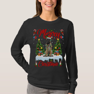 Camiseta Nochebuena divertida iluminando a Santa Hat Perro 