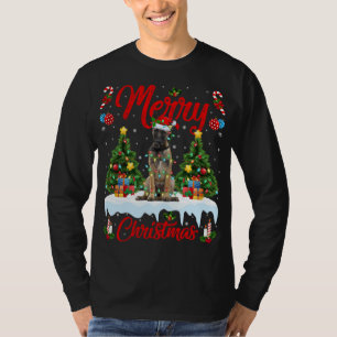 Camiseta Nochebuena divertida iluminando a Santa Hat Perro 