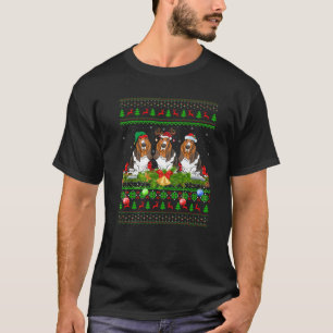 Camiseta Nochebuena divertida iluminando perro perro de heb