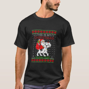 Camiseta Nochebuena dulce estilo Santa Riding Dalmatian Dog