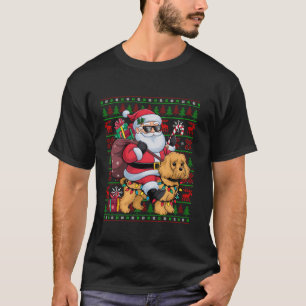 Camiseta Nochebuena fea curiosa Santa Riendo Cockapoo Dog C