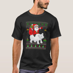Camiseta Nochebuena graciosa Papá Noel viajando con el oso