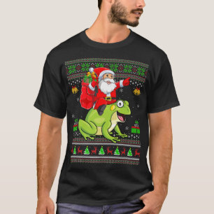 Camiseta Nochebuena graciosa Santa Claus montando Navidades
