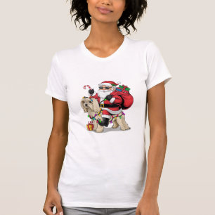 Camiseta Nochebuena hayanesa iluminando a Santa Riding Perr