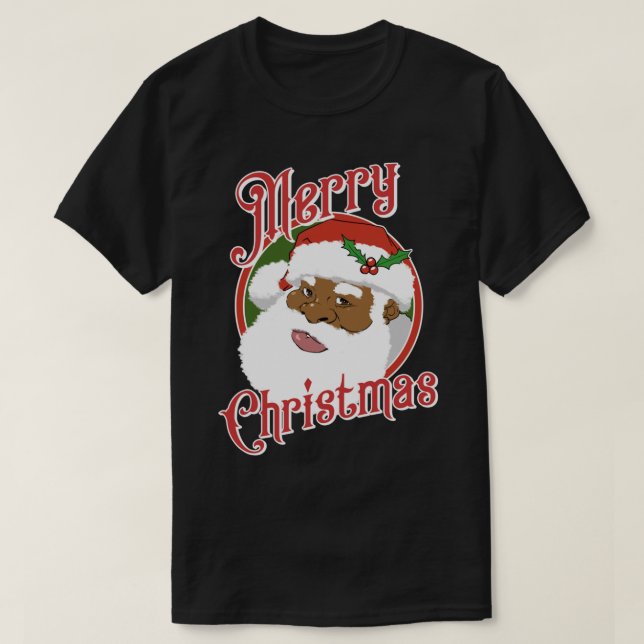 Camiseta Nochebuena navideña africana Papá Noel (Diseño del anverso)