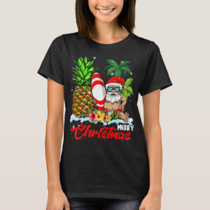 Camiseta Nochebuena navideña enciende Santa Surfing Hawaii