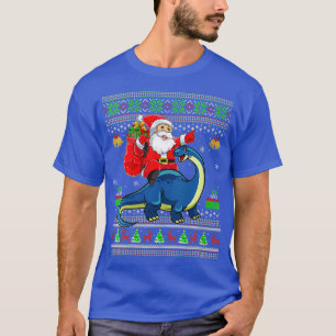 Camiseta Nochebuena Santa Riding Brontosaurus Dinosau