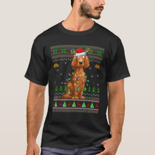 Camiseta Nochebuena sudorosa alumbra a perro de la seda de 