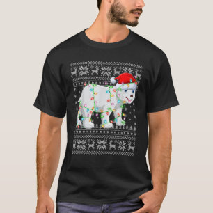 Camiseta Nochebuena sudorosa alumbra a Santa Hat Polar Bear