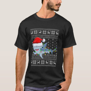 Camiseta Nochebuena sudorosa alumbra al tiburón de Santa Ha