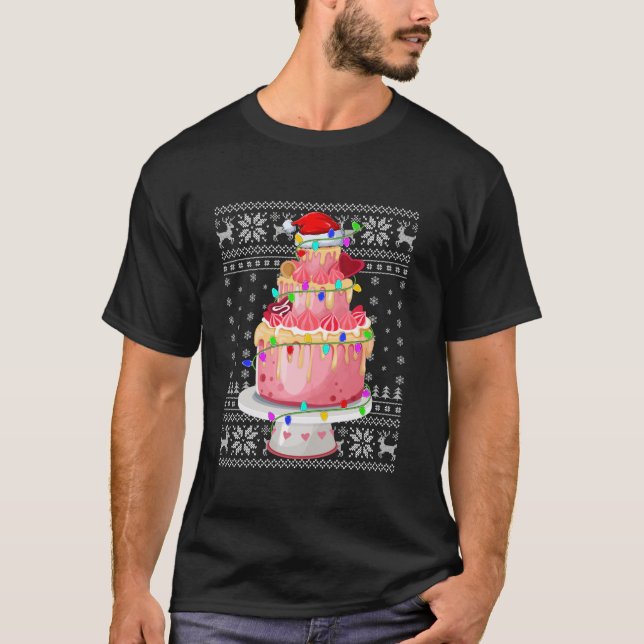Camiseta Nochebuena sudorosa alumbra Santa Hat Cumpleaños C (Anverso)
