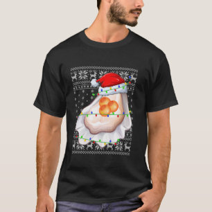 Camiseta Nochebuena sudorosa alumbra Santa Hat Oyster Chris