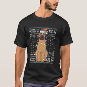 Camiseta Nochebuena sudorosa alumbra Santa Hat Vizsla Perro