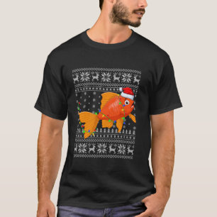 Camiseta Nochebuena sudorosa enciende Santa Hat Goldfish Ch