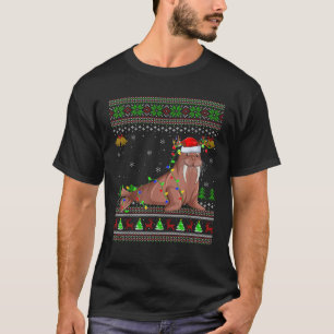 Camiseta Nochebuena sudorosa enciende Santa Hat Walrus Chri