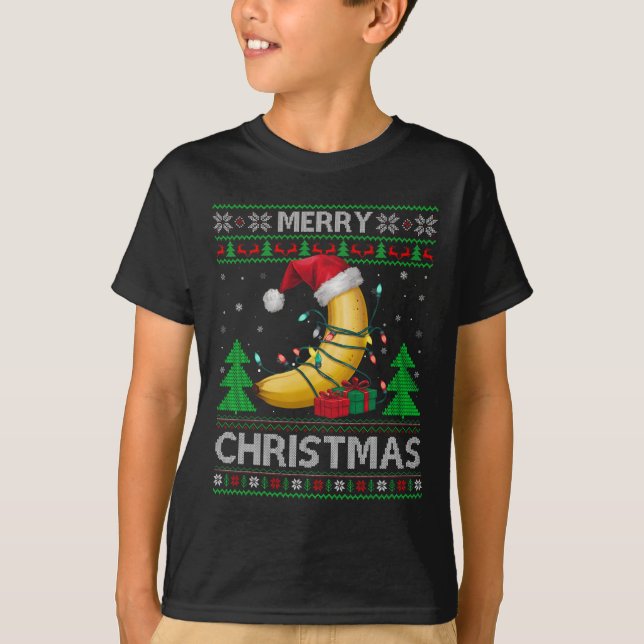Camiseta Nochebuena, suéter, luces de Santa Banana Christ (Anverso)