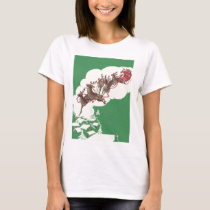 Camiseta Nochebuena vintage, Santa Claus retro en trineo