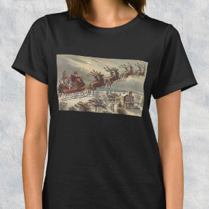 Camiseta Nochebuena vintage victoriana trineo de Santa Clau