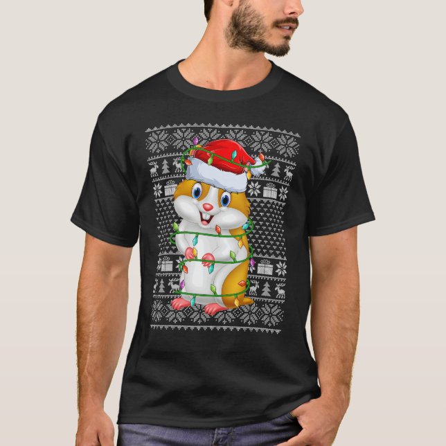 Camiseta Noches de estilo dulce feas iluminan Santa Hamster (Anverso)