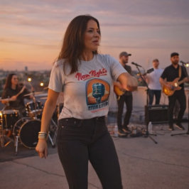 Camiseta Noches de Neón Vidas Fuertes Rock – Americana Vint