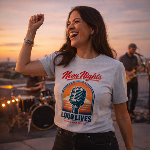Camiseta Noches de Neón Vidas Fuertes Rock – Americana Vint