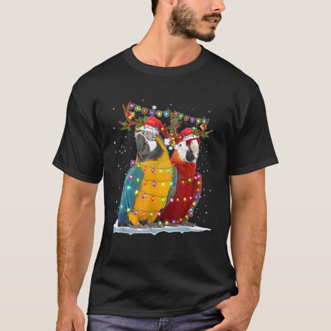 Camiseta Noches de reno de loro adornos navideños ligeros S (Anverso)