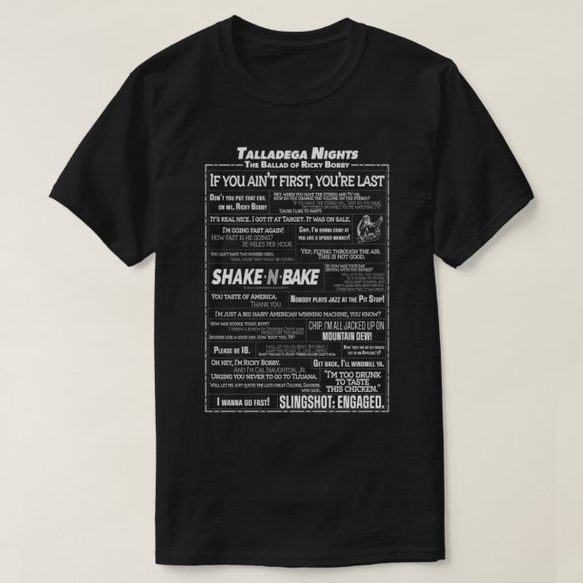 Camiseta Noches de Talladega - Collage de citas (Diseño del anverso)