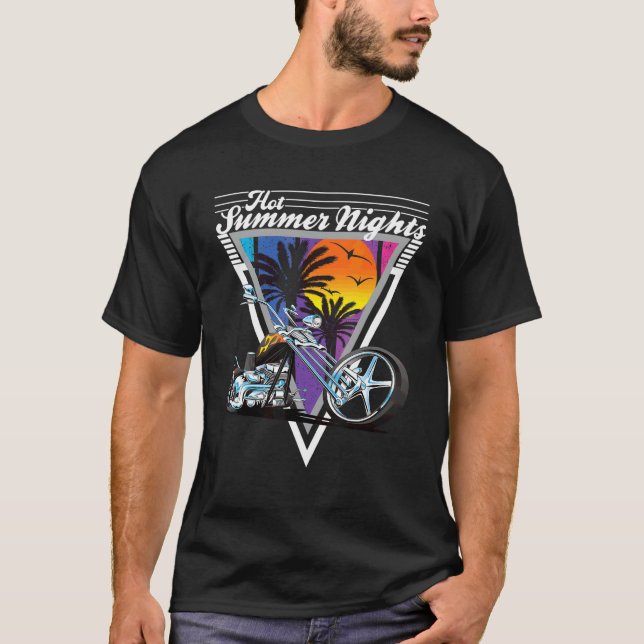 Camiseta Noches de verano de los 80, un moto retro de cosec (Anverso)