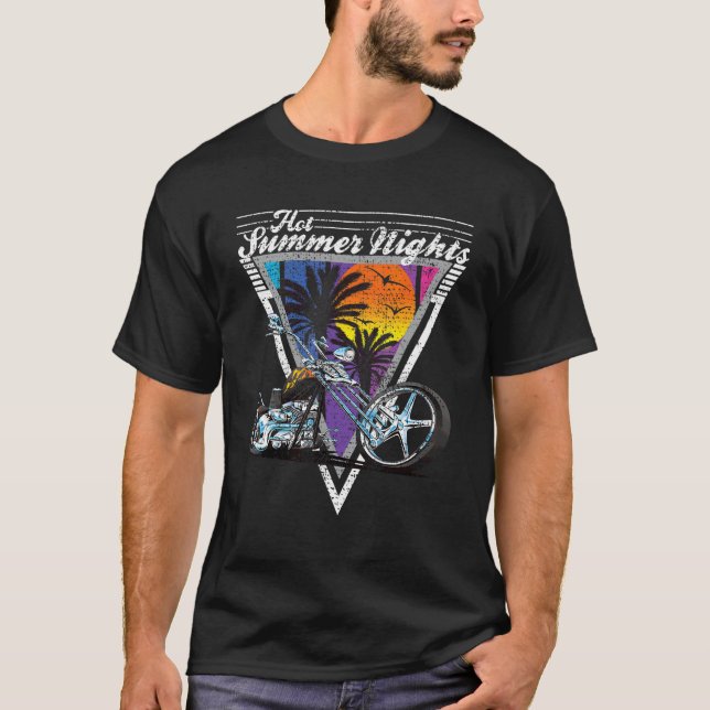 Camiseta Noches de verano de los 80, un moto retro de cosec (Anverso)