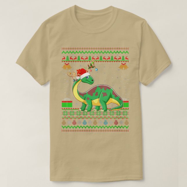 Camiseta Noches divertidas iluminando Santa Hat Ugly Bronto (Diseño del anverso)