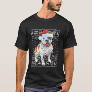Camiseta Noches feas iluminan Santa Hat Bulldog americano C