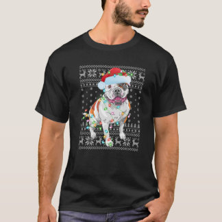 Camiseta Noches feas iluminan Santa Hat Bulldog americano C