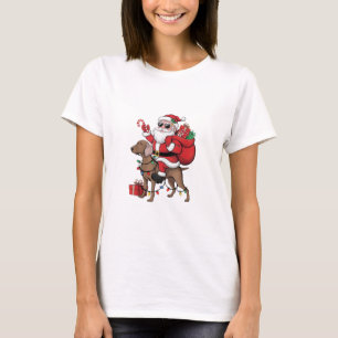 Camiseta Noches iluminando Santa Riding Weimaraner Dog Chri