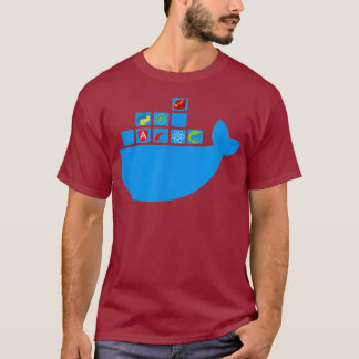 Camiseta Nodo de reacción de Docker Js Ruby Rail Python Hac