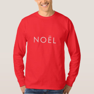 Camiseta Noël blanco rojo tipografía minimalista simple mod