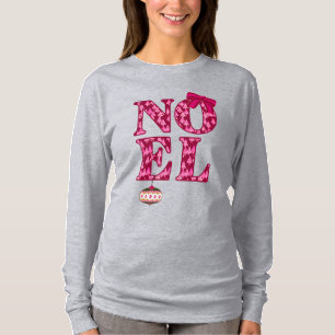 Camiseta NOEL en un patrón de árbol de Navidad en Borgoña