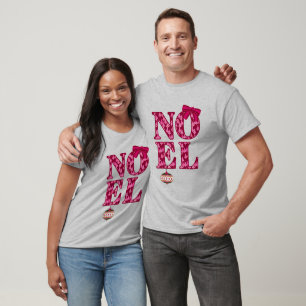 Camiseta NOEL en un patrón de árbol de Navidad en Borgoña