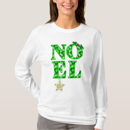 Camiseta NOEL en un patrón de árbol de Navidad verde